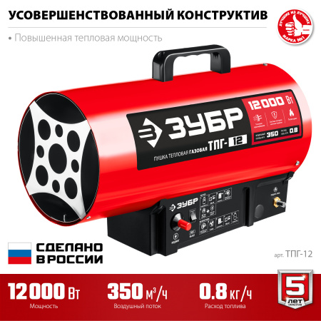Пушка тепловая газовая ТПГ-12 ЗУБР